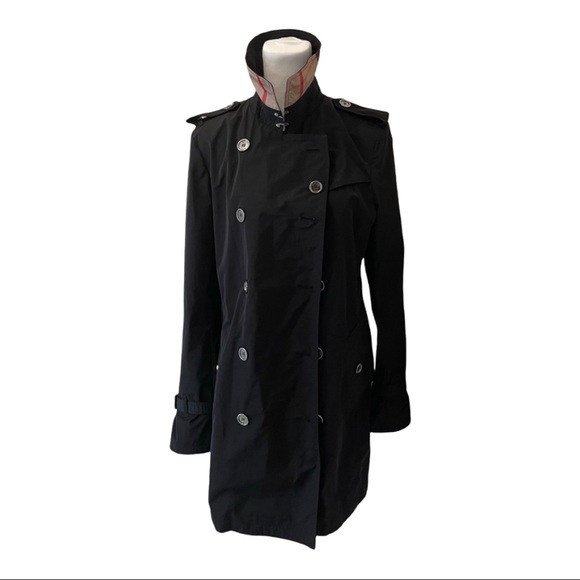 Burberry Brit women’s black Rain coat Size US 10 - Picture 1 of 9